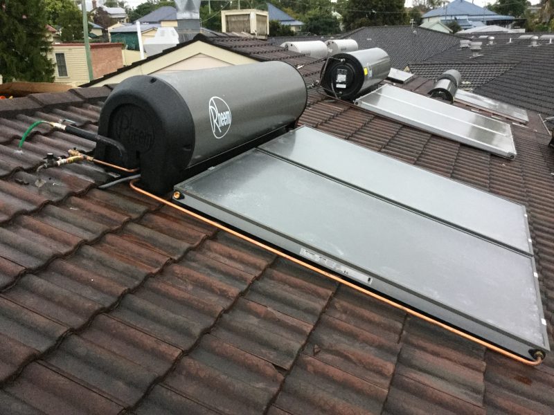 Rheem solar hot water panels installed on roof